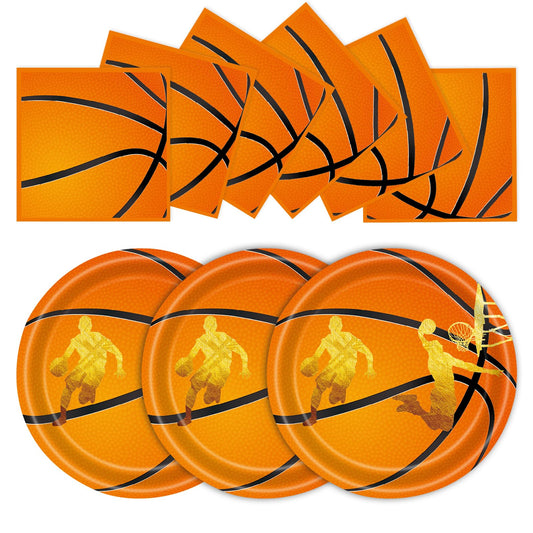 EVYIENEN 50 Pcs Basketball Plates and Napkins Party Supplies,Basketball Birthday Decorations Sports Decorations for Birthday Party Plates Favors-Serves 25