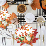 40 PCS Fall Pumpkin Paper Napkins Watercolor Autumn Luncheon Napkins Disposable Pumpkins Maple Leaves Party Napkin for Autumn Thanksgiving Harvest Home Kitchen Party Supplies, 6.5 x 6.5 Inch