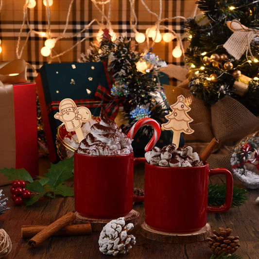 60Pcs Bamboo Coffee Stirrers, 6.9 Inch Biodegradable Christmas Drink Stirrers for Office, Lounge and Holiday Beverages