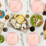 75 Pcs Pink Scalloped Paper Plates, Napkins & Forks Set – Disposable Tableware for Baby Shower, Bridal Shower & Weddings, Serves 25 (7 Inch)