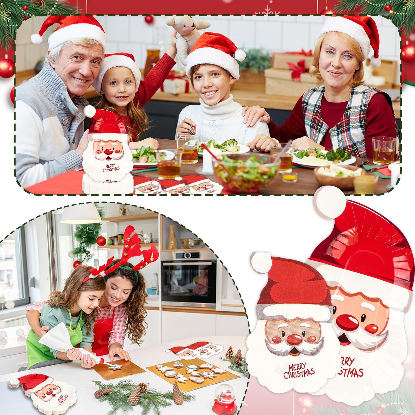 EVYIENEN 40 Pcs Santa Paper Plates and Napkins,Disposable Santa Claus Party Dinner Plates for Christmas Wedding Birthday Party Decorations,Serve 20