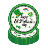 EVYIENEN 50PCS St. Patrick's Day 7-Inch Paper Plates - Green and White Lucky Shamrock Dessert Plates, Disposable Dinner Decorations for St. Patrick's Day Irish Party Supplies