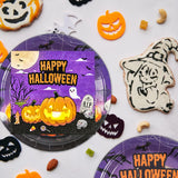 EVYIENEN 40PCS Happy Halloween Paper Plates and Napkins,9Inch Disposable Pumpkin Ghost Dessert Plates for Halloween Theme Birthday Party Supplies,Serve 20