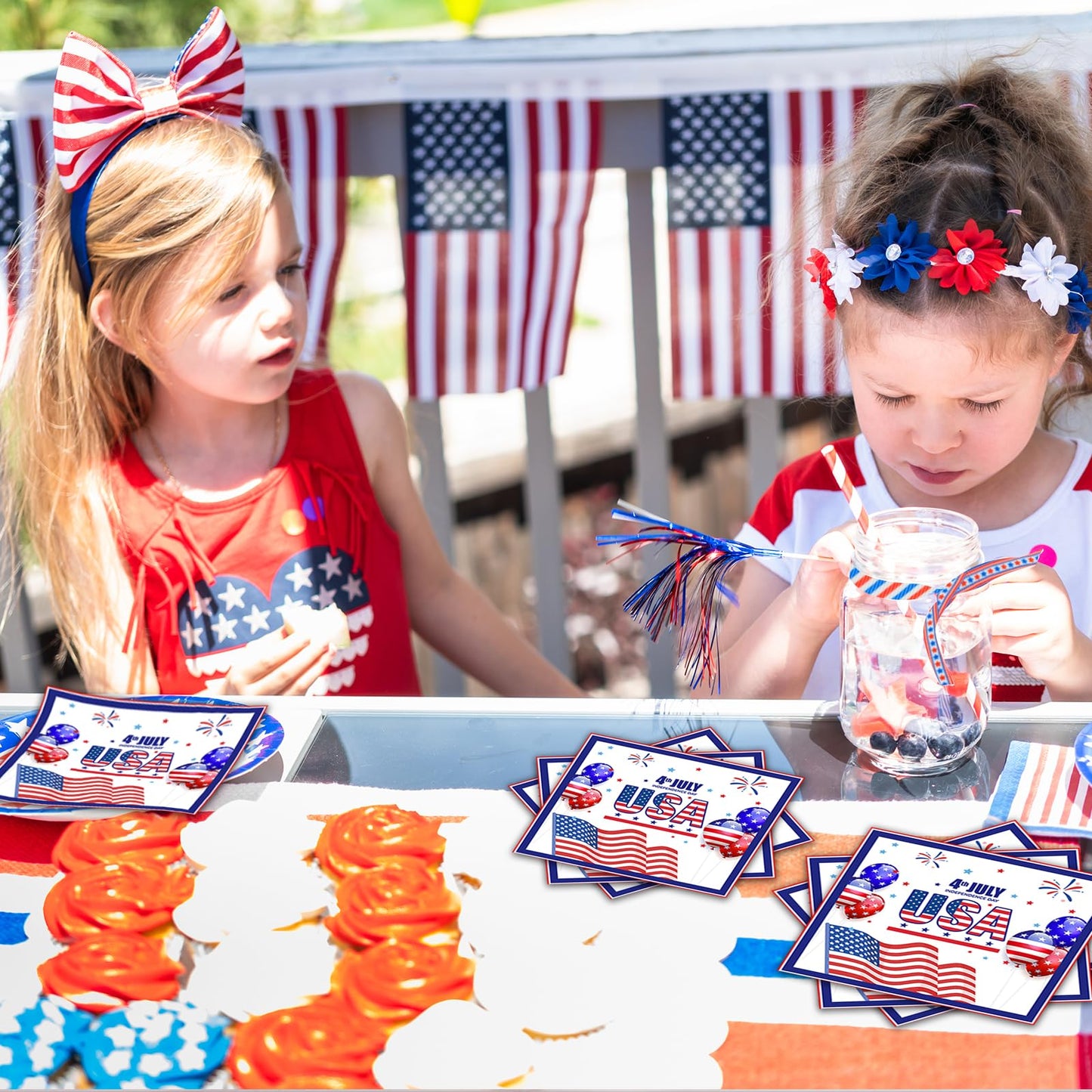 40Pcs 4th of July Napkins,American Flag Patriotic Disposable Luncheon Cocktail Paper Napkins for Independence Patriotic Party Supplies- 6.5 x 6.5 Inch