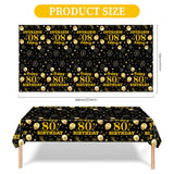 EVYIENEN 2 Pack 80th Birthday Tablecloths,54 x 108 inch Disposable Black and Gold Plastic Waterproof Rectangular Table Covers for Men’s Christmas Party Decorations