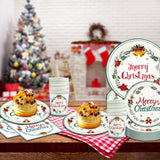 EVYIENEN 200 PCS Christmas Paper Plates and Napkins,Xmas Poinsettia Flower Tree Disposable Dinner Plates Party Dessert Plates for Christma Xmas Winter Party Supplies,Serves 50