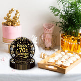 EVYIENEN 50Pcs 70th Birthday Party Paper Plates,7inch Disposable Black and Gold Dessert Party Plates Party Decorations for Men Woman 70th Happy Birthday Wedding Party Supplies