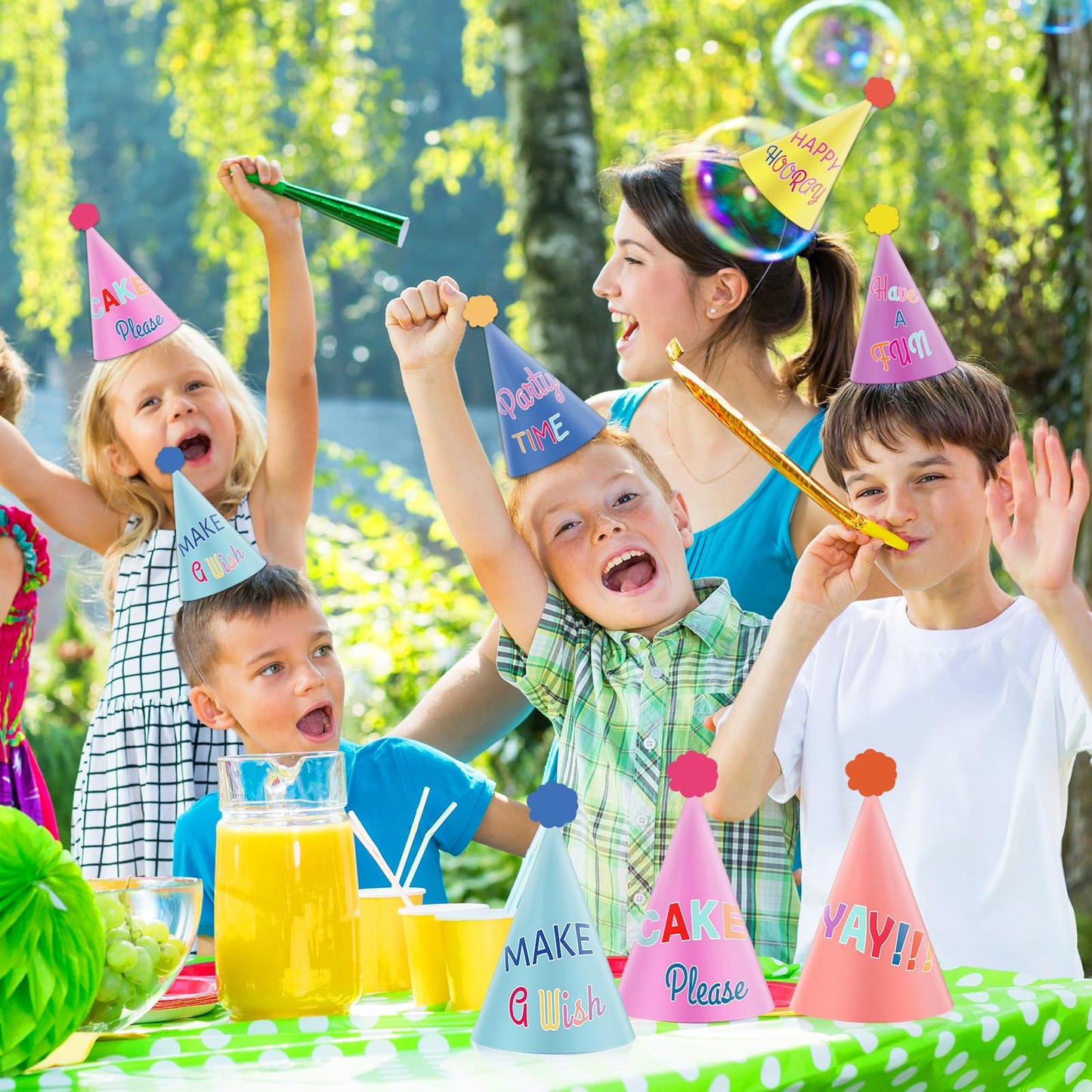 24PCS Colorful Party Hats for Happy Birthday Supplies Rainbow
