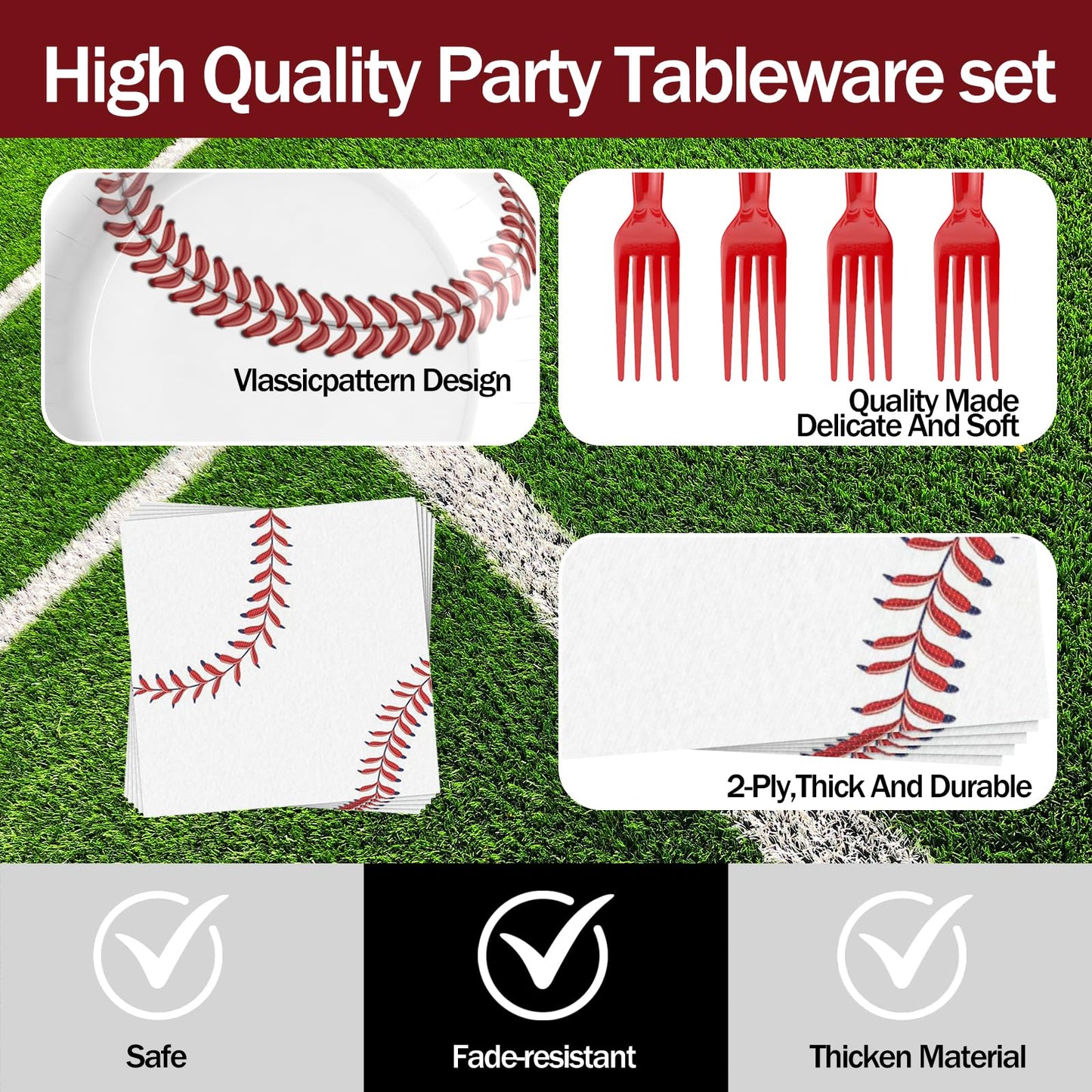 75Pcs Soccer Paper Plates and Napkins Party Supplies, 7 Inch Disposable Tableware Set with Forks, Sports Birthday Party Dinnerware, Serves 25 Guests
