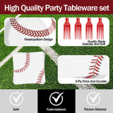 75Pcs Soccer Paper Plates and Napkins Party Supplies, 7 Inch Disposable Tableware Set with Forks, Sports Birthday Party Dinnerware, Serves 25 Guests