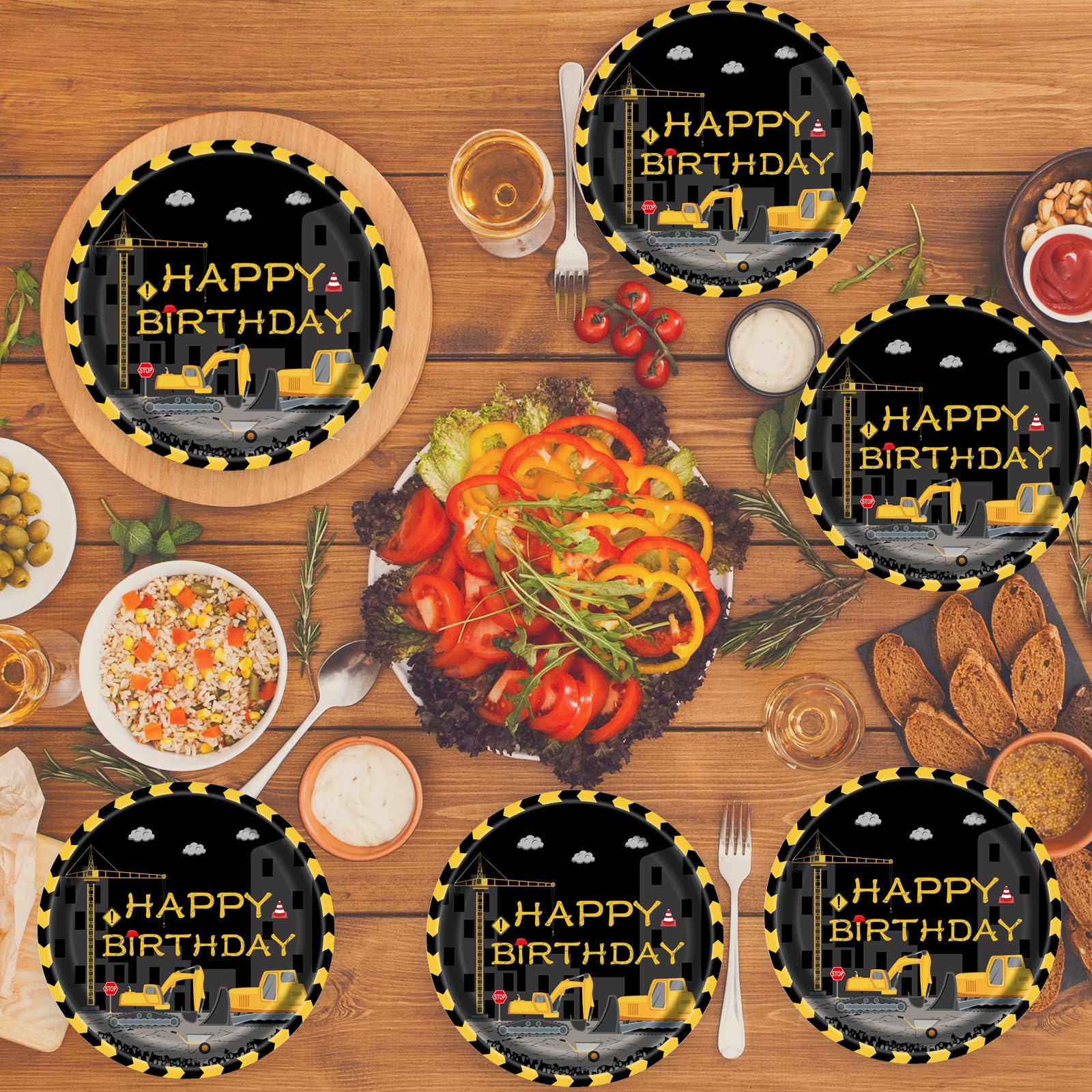 EVYIENEN 50 PCS Fathers Day Paper Plates, 7inch Happy Birthday Father's Day Disposable Dessert Party Plates for Tableware Dinnerware Party Supplies