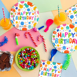40PCS Happy Birthday Party Plates and Napkins,Includes Disposable Paper Plates and Napkins Birthday Dots Design Party Supplies for Adults and Kids Decorations (20 Guests )
