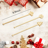 60Pcs Bamboo Coffee Stirrers, 6.9 Inch Biodegradable Christmas Drink Stirrers for Office, Lounge and Holiday Beverages