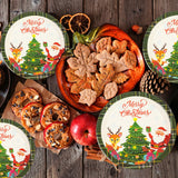 EVYIENEN 50pcs Disposable 7 Inch Paper Plates - Dessert Plates With Merry Christmas Letters, Party Decoration Supplies
