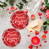 EVYIENEN 75 Pcs Valentine's Paper Plates and Napkins Party Supplies,Red Disposable Paper Plates Napkins and Forks Party Heart Tableware for Valentines Party Engagements Decorations-Serves 25